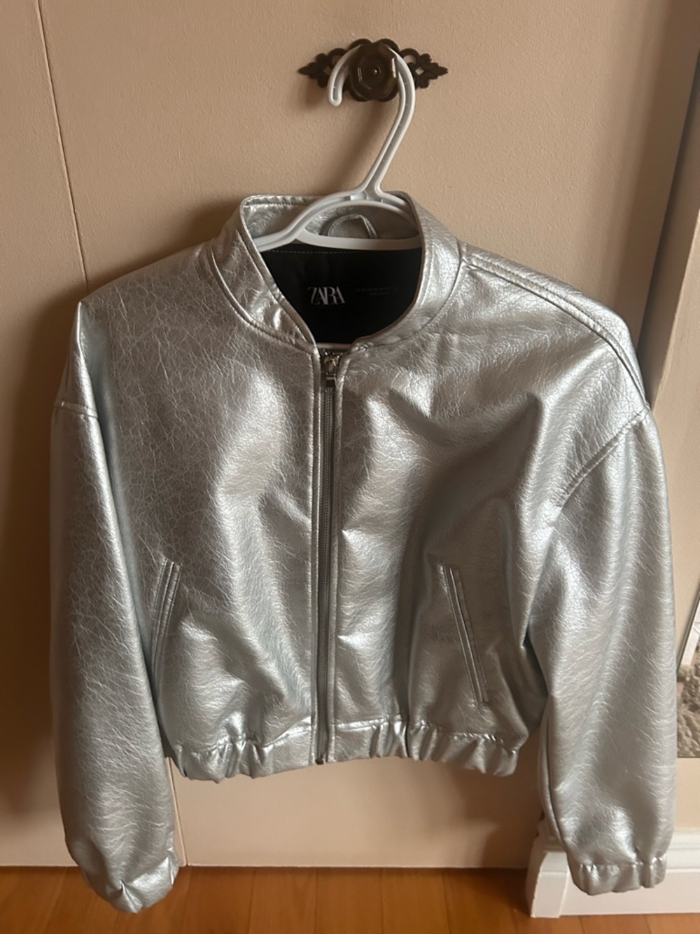 Zara Silver Metallic Bomber Jacket - Picture 2 of 4